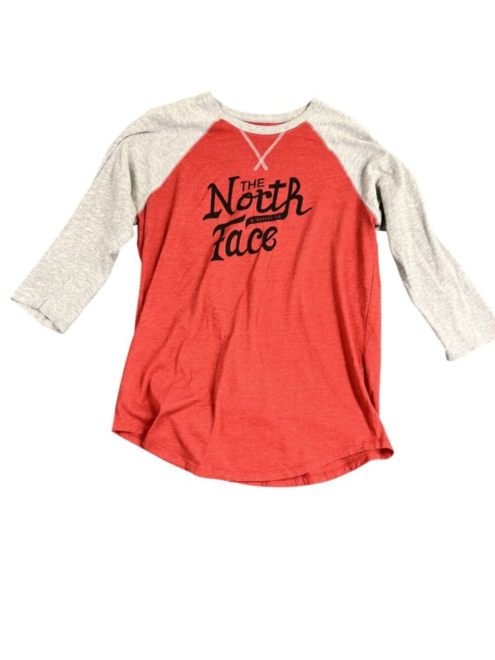 The North Face Mens Red & Gray Raglan 3/4 Sleeve Baseball Tee Shirt Size S